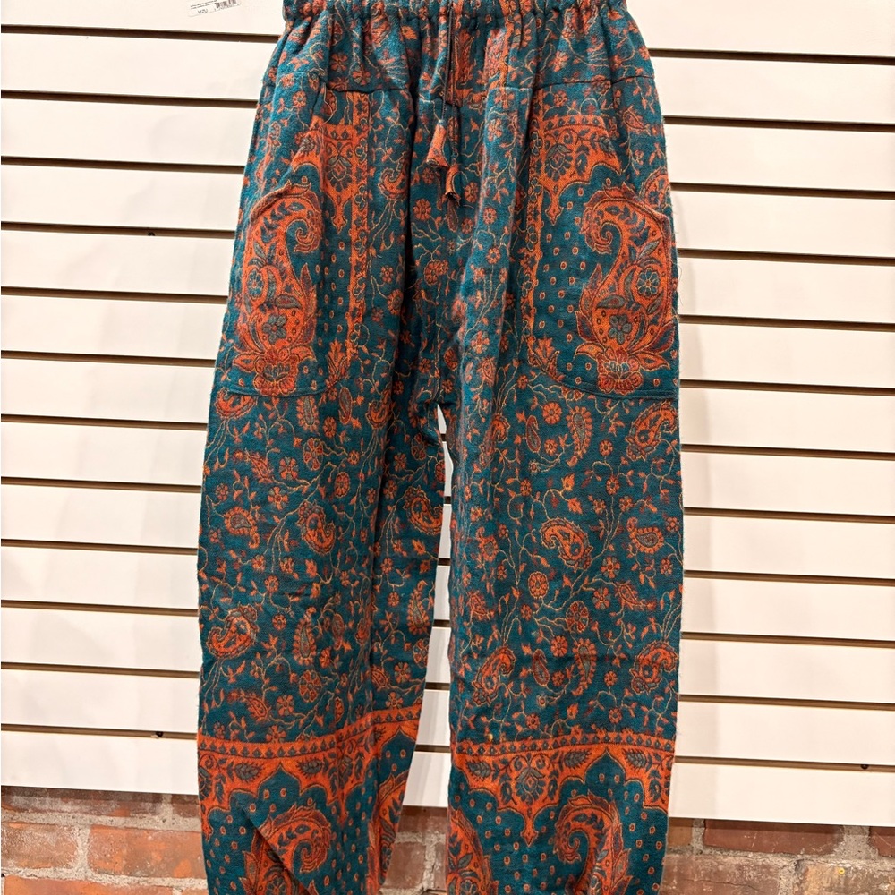 Teal and Orange Paisley Pants